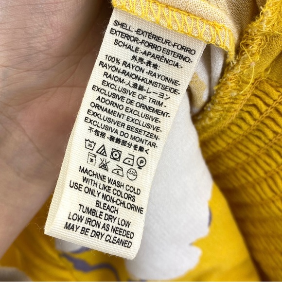 Free People Floral Yellow Mock Neck Top size M - Picture 7 of 7